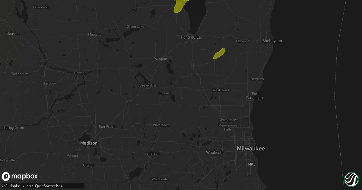 Hail map in Iron Ridge, WI on June 16, 2026