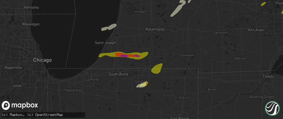 Hail map in Jones, MI on June 16, 2026