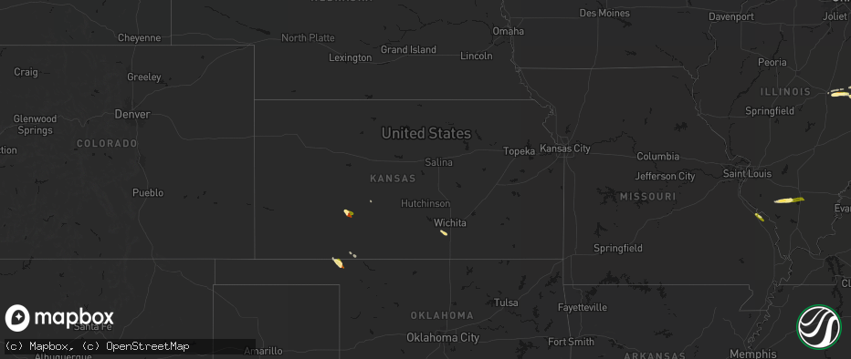 Hail map in Kansas on June 16, 2026
