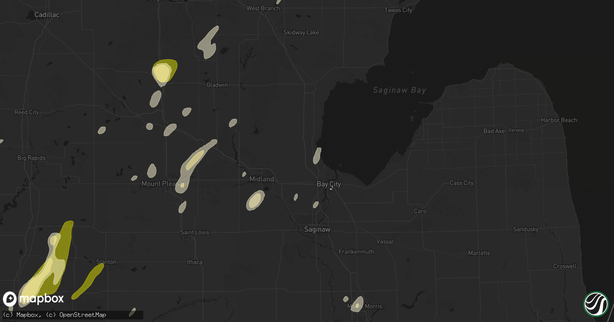 Hail map in Kawkawlin, MI on June 16, 2026