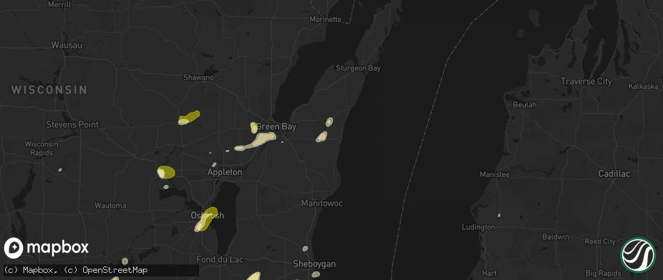Hail map in Kewaunee, WI on June 16, 2026
