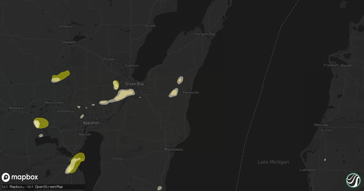 Hail map in Kewaunee, WI on June 16, 2026
