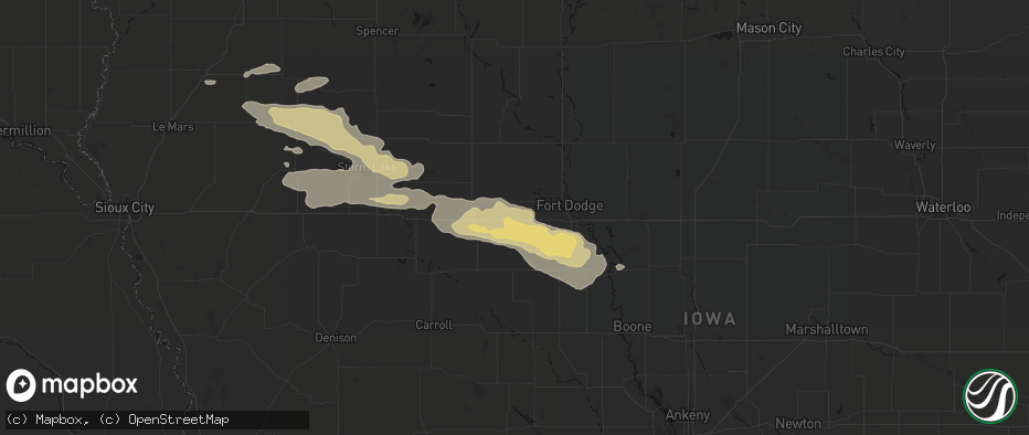 Hail map in Knierim, IA on June 16, 2026