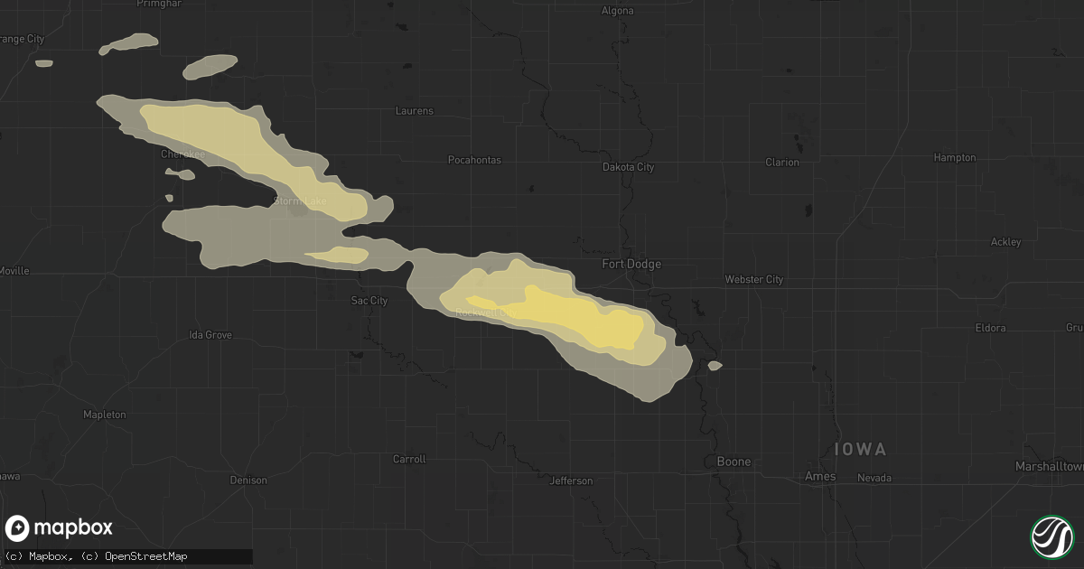Hail map in Knierim, IA on June 16, 2026