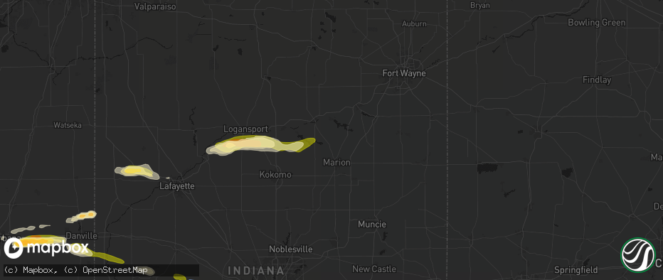 Hail map in La Fontaine, IN on June 16, 2026