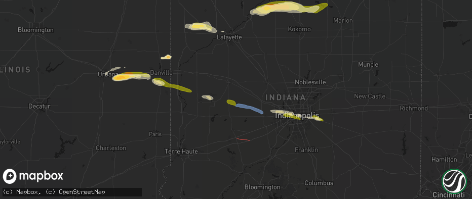 Hail map in Ladoga, IN on June 16, 2026