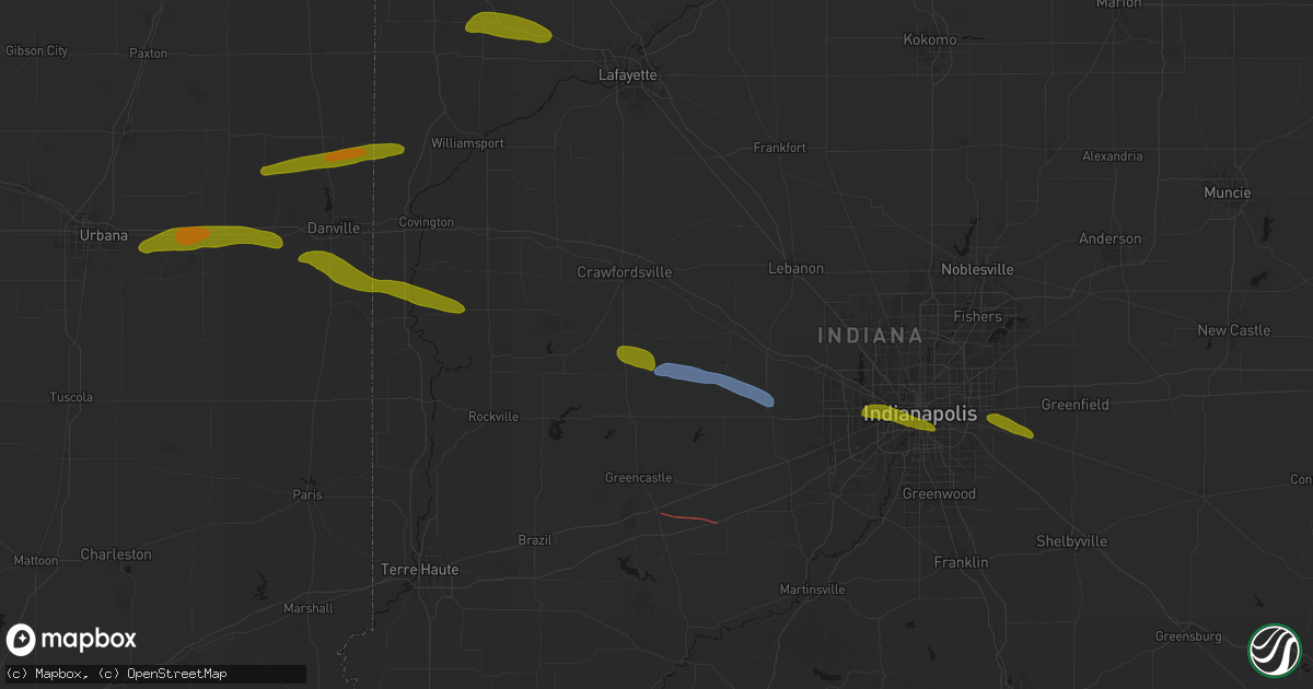 Hail map in Ladoga, IN on June 16, 2026