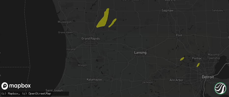 Hail map in Lake Odessa, MI on June 16, 2026