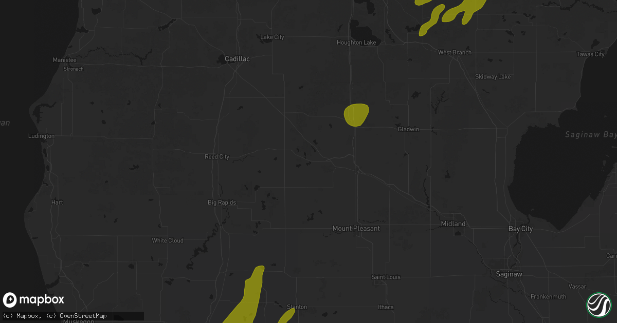 Hail map in Lake, MI on June 16, 2026