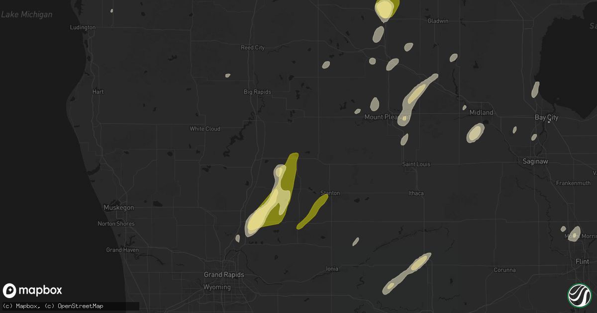 Hail map in Lakeview, MI on June 16, 2026