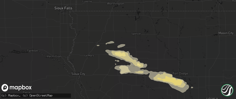 Hail map in Larrabee, IA on June 16, 2026