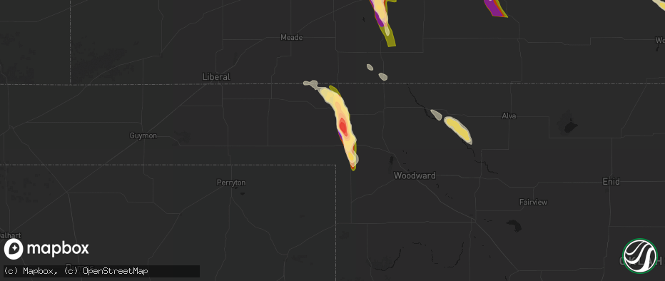 Hail map in Laverne, OK on June 16, 2026