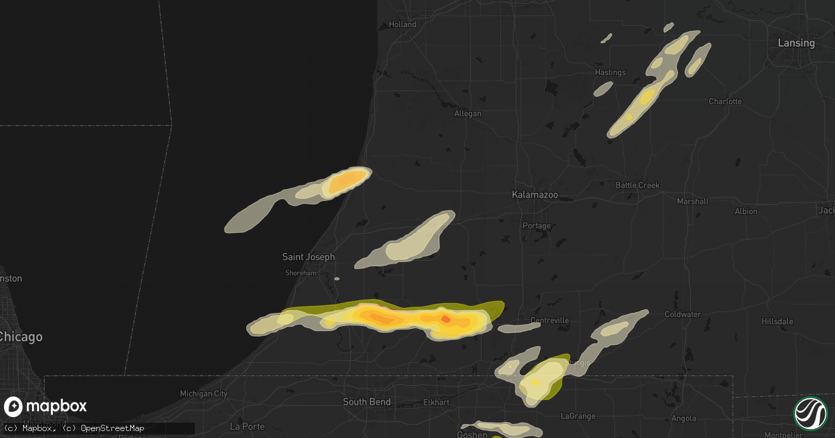 Hail map in Lawrence, MI on June 16, 2026
