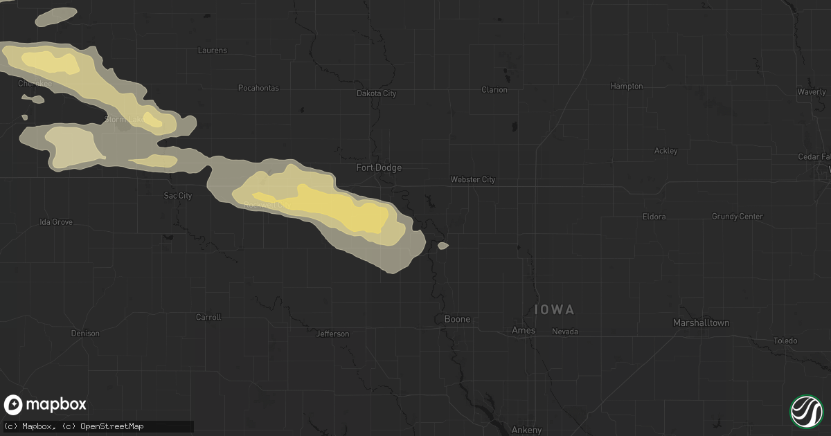 Hail map in Lehigh, IA on June 16, 2026