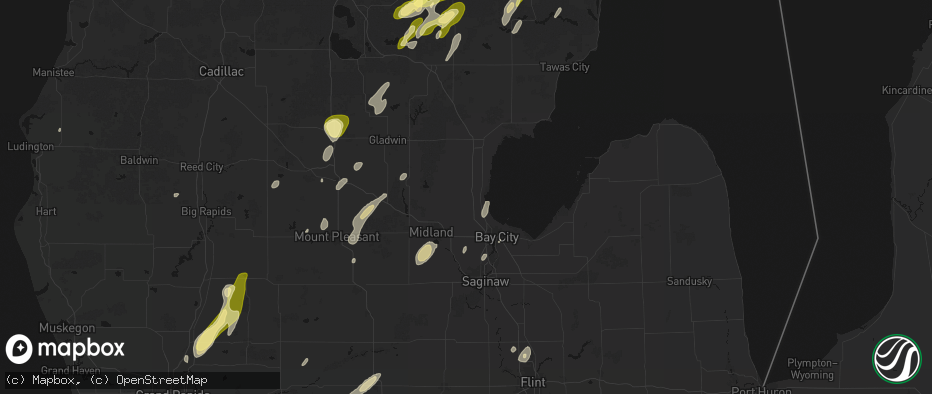 Hail map in Linwood, MI on June 16, 2026