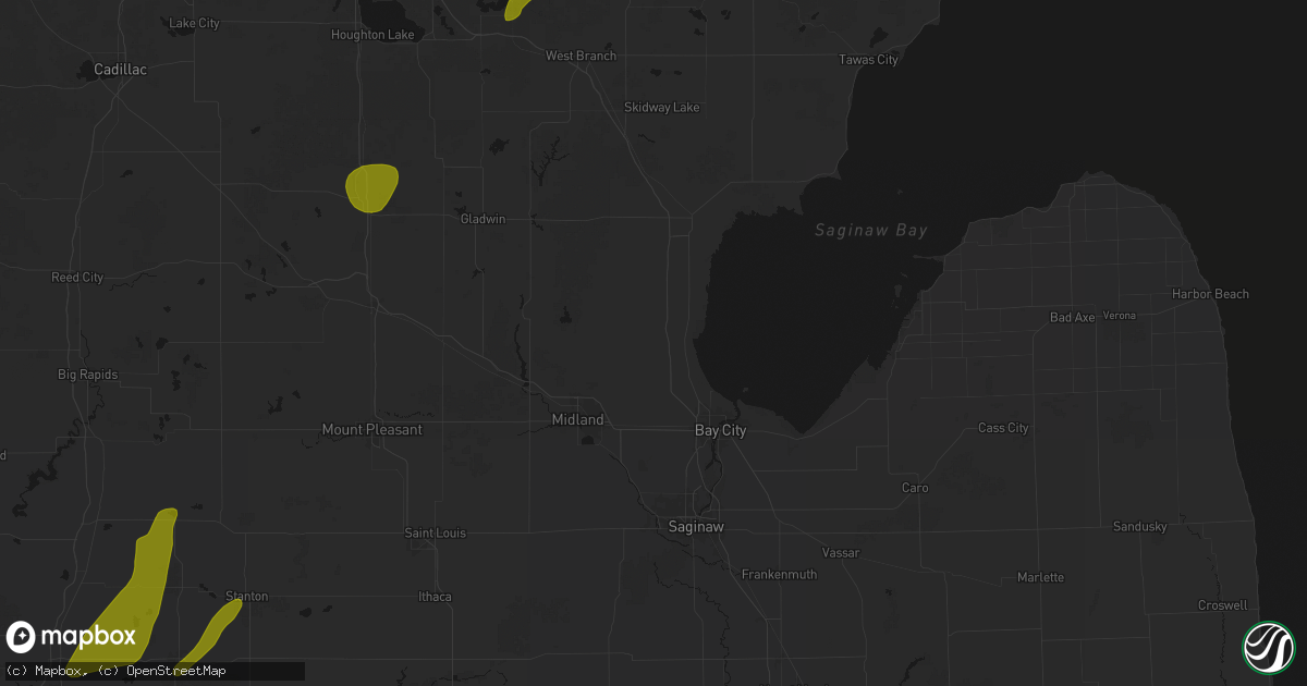 Hail map in Linwood, MI on June 16, 2026