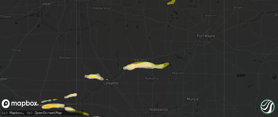 Hail map in Logansport, IN on June 16, 2026