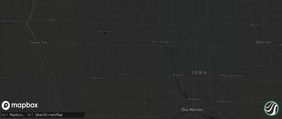 Hail map in Lohrville, IA on June 16, 2026