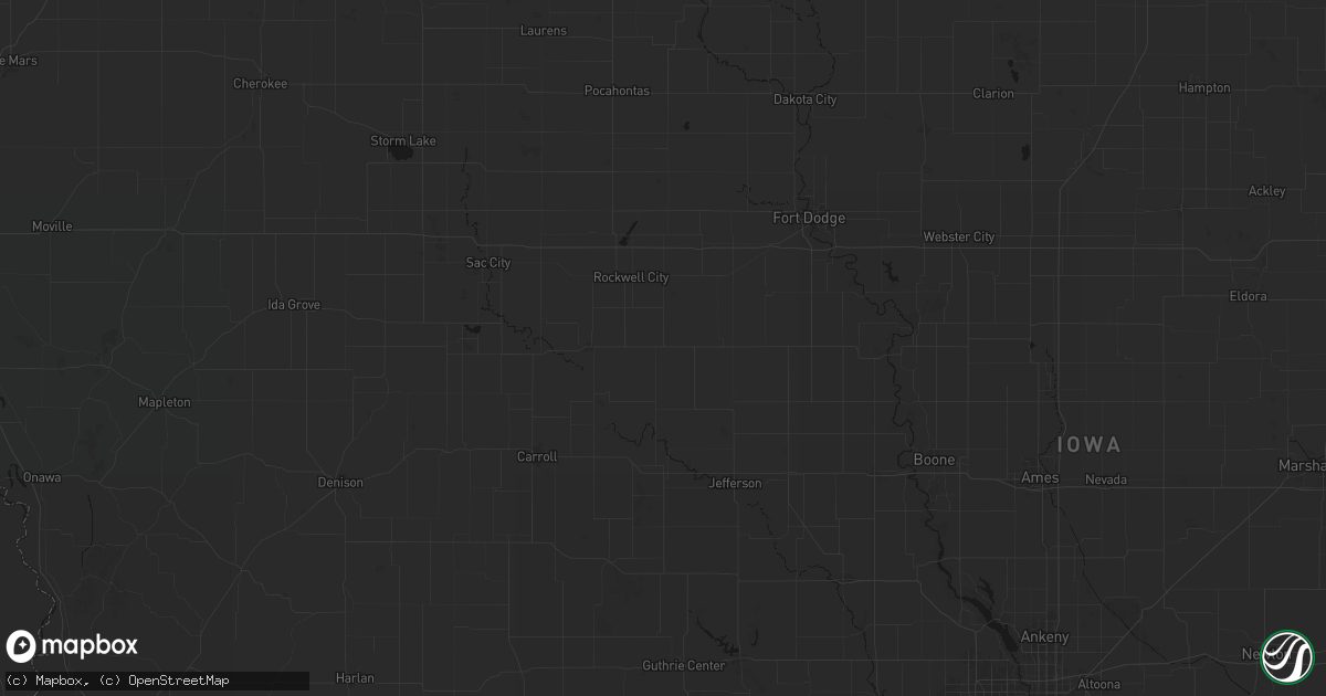 Hail map in Lohrville, IA on June 16, 2026