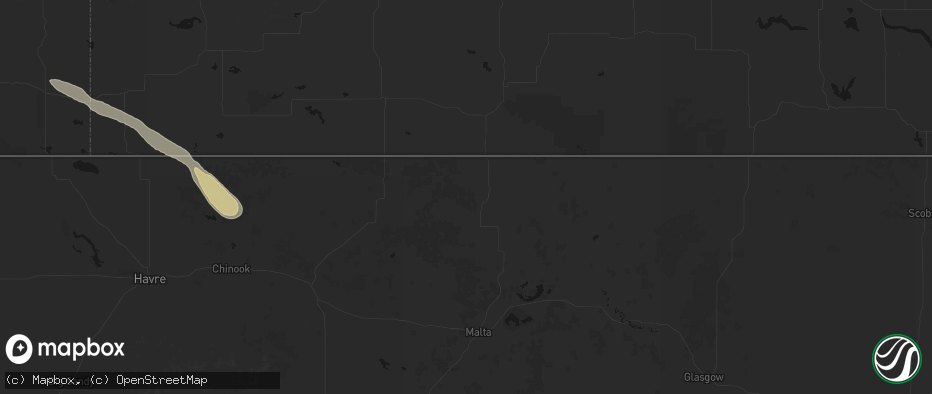 Hail map in Loring, MT on June 16, 2026