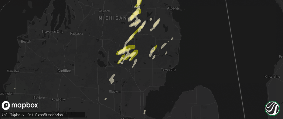 Hail map in Lupton, MI on June 16, 2026