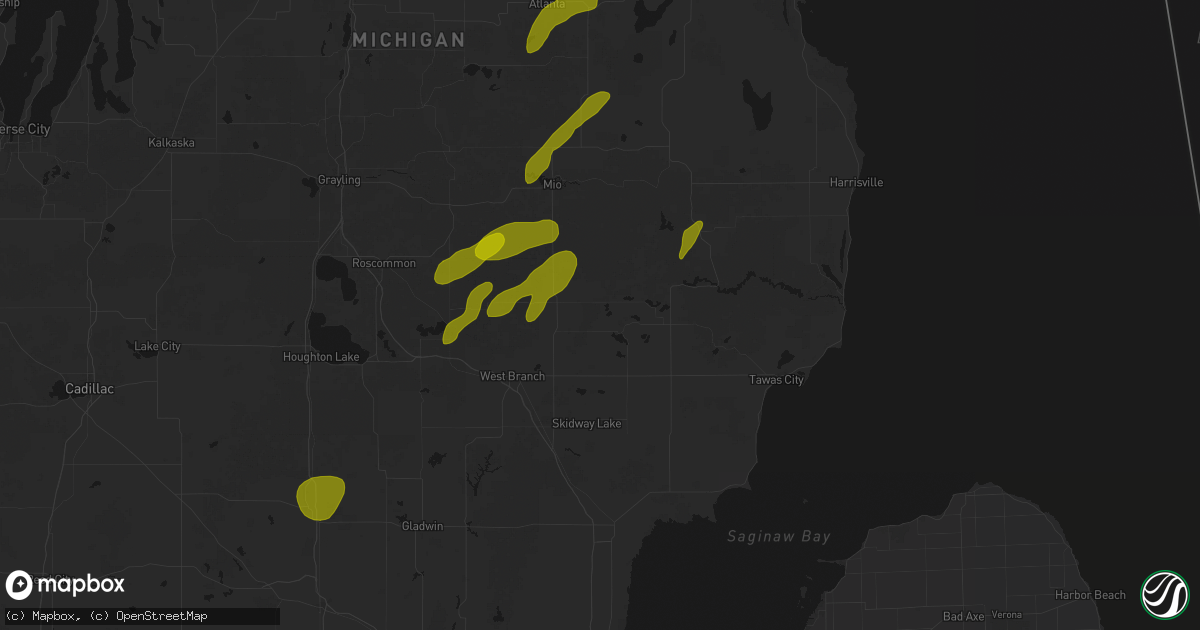 Hail map in Lupton, MI on June 16, 2026