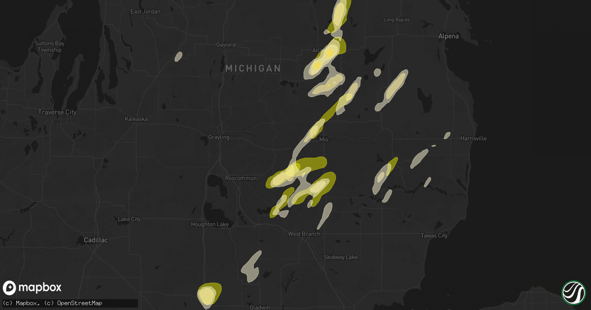 Hail map in Luzerne, MI on June 16, 2026