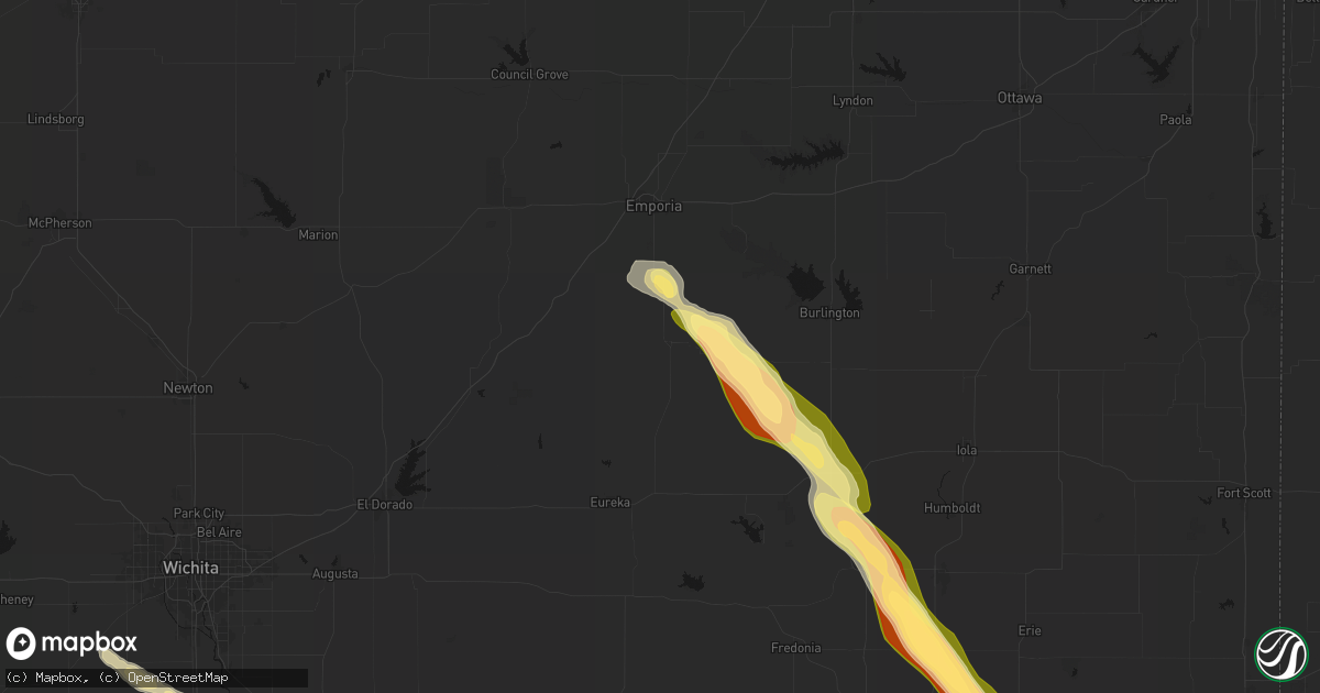 Hail map in Madison, KS on June 16, 2026