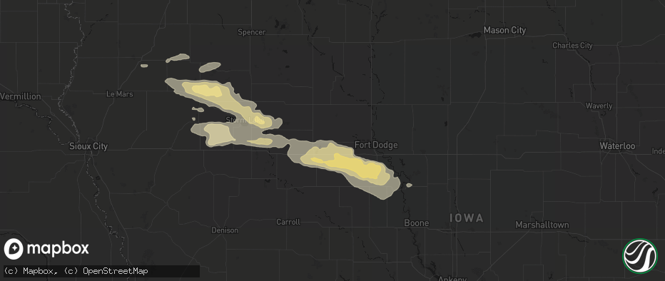 Hail map in Manson, IA on June 16, 2026