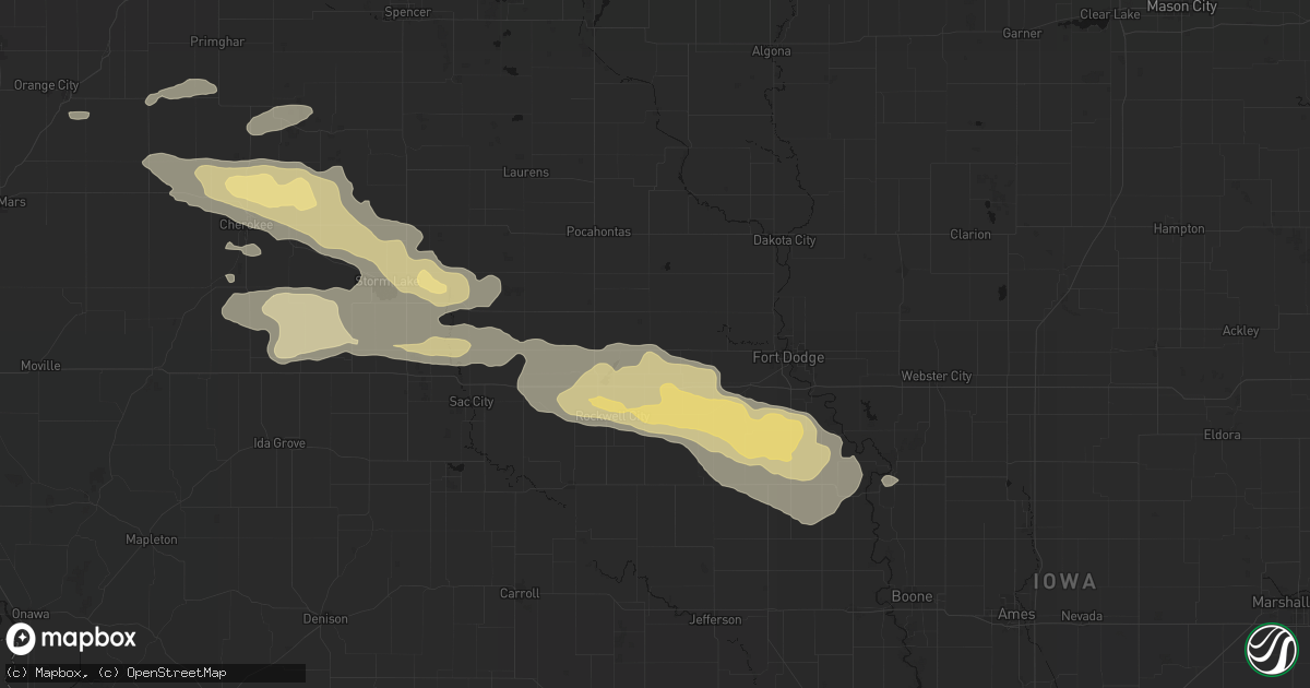 Hail map in Manson, IA on June 16, 2026
