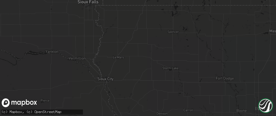 Hail map in Marcus, IA on June 16, 2026