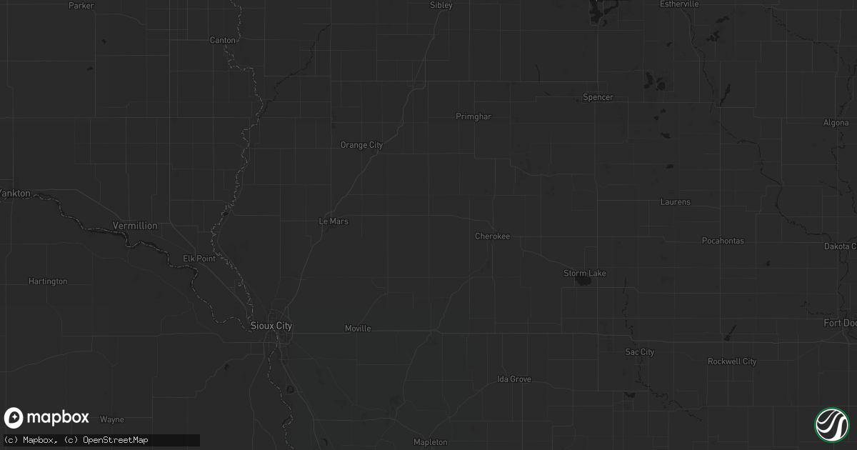 Hail map in Marcus, IA on June 16, 2026