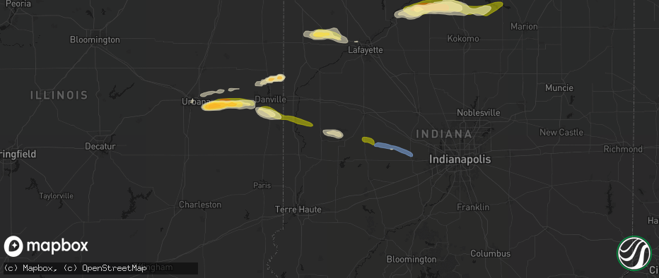 Hail map in Marshall, IN on June 16, 2026