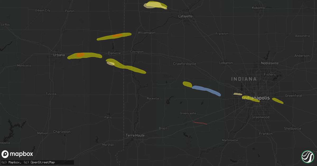 Hail map in Marshall, IN on June 16, 2026