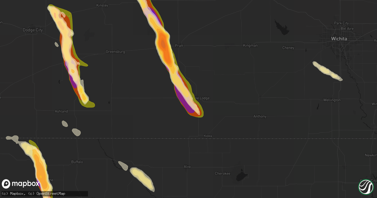 Hail map in Medicine Lodge, KS on June 16, 2026