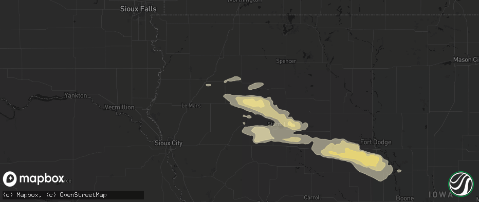 Hail map in Meriden, IA on June 16, 2026