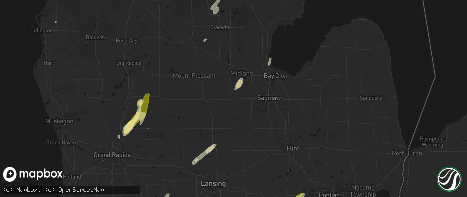 Hail map in Merrill, MI on June 16, 2026