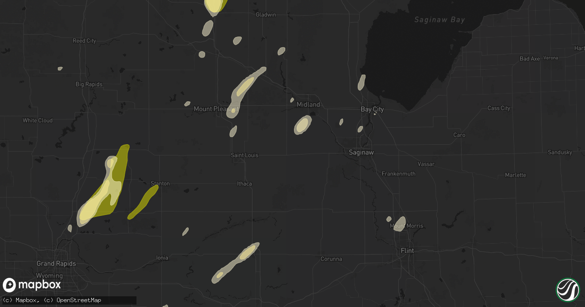 Hail map in Merrill, MI on June 16, 2026