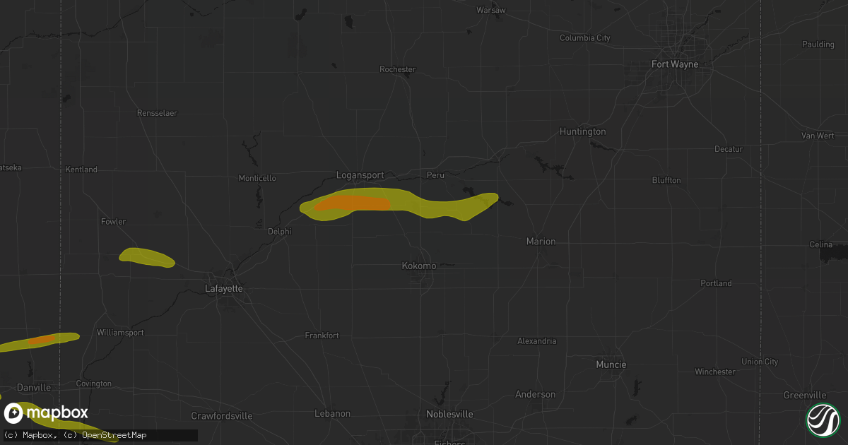 Hail map in Miami, IN on June 16, 2026