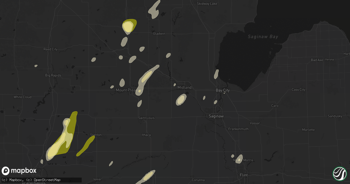 Hail map in Midland, MI on June 16, 2026
