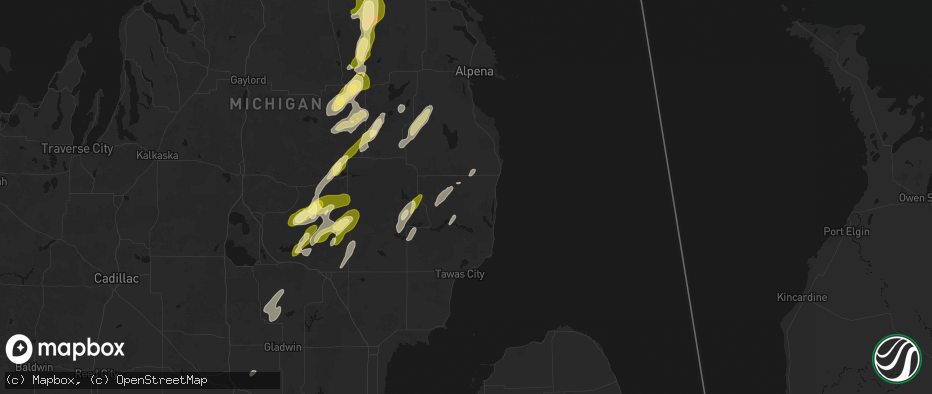 Hail map in Mikado, MI on June 16, 2026