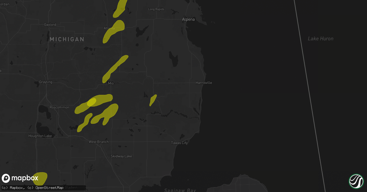 Hail map in Mikado, MI on June 16, 2026