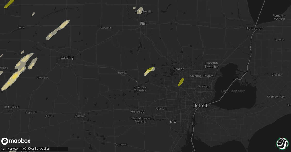 Hail map in Milford, MI on June 16, 2026