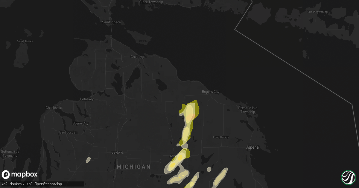 Hail map in Millersburg, MI on June 16, 2026