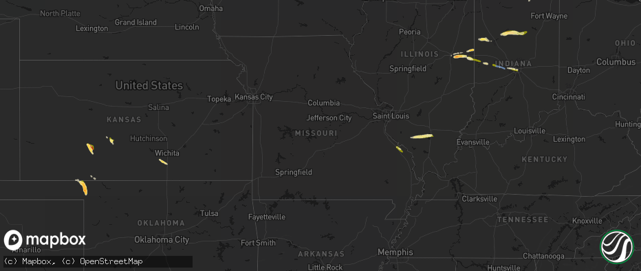 Hail map in Missouri on June 16, 2026
