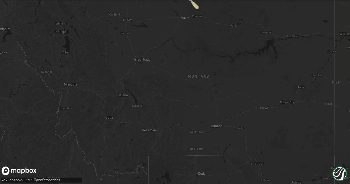 Hail map in Montana on June 16, 2026