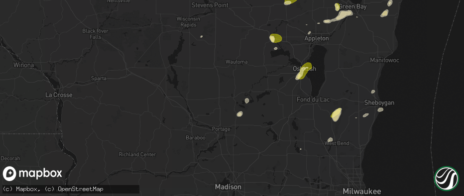 Hail map in Montello, WI on June 16, 2026