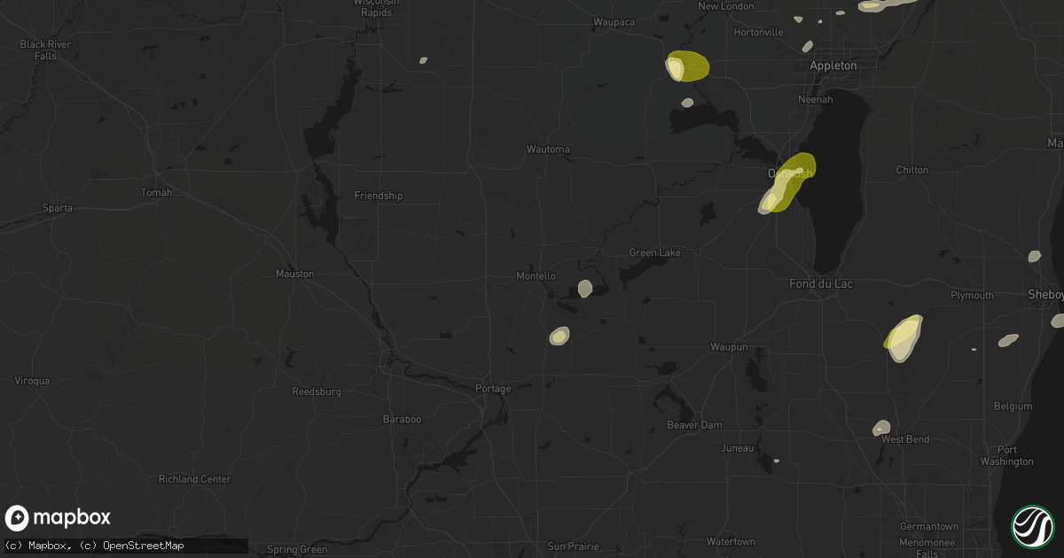 Hail map in Montello, WI on June 16, 2026