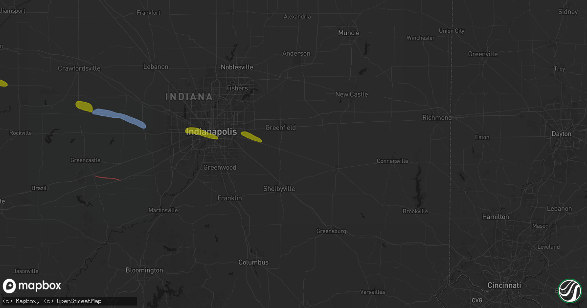Hail map in Morristown, IN on June 16, 2026