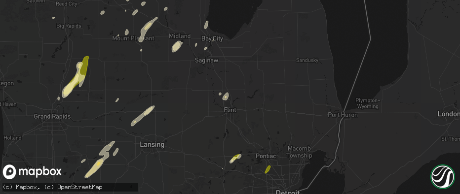 Hail map in Mount Morris, MI on June 16, 2026
